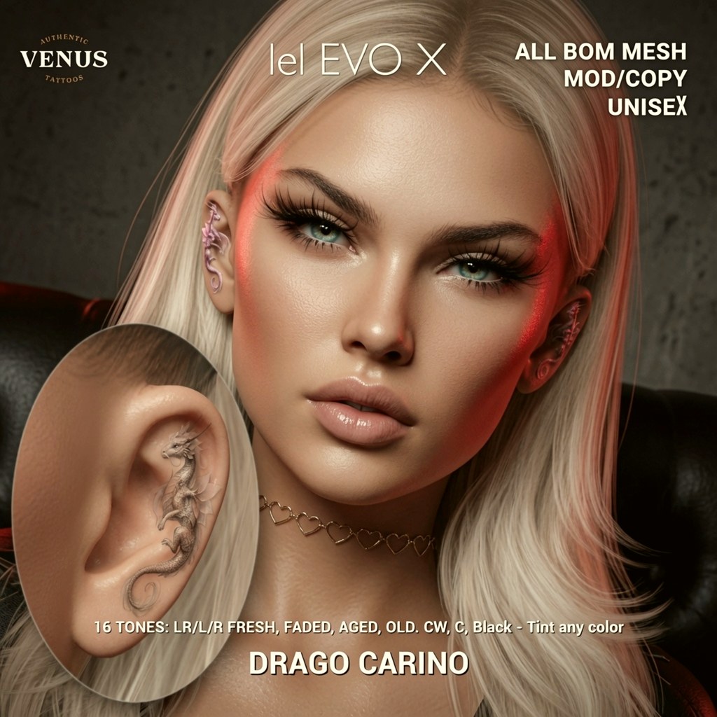 Venus DRAGO CARINO Ear Tattoo