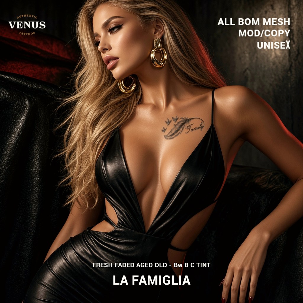 Venus LA FAMIGLIA Boob Tattoo